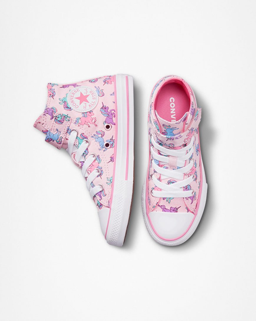 Pink / Blue Converse Chuck Taylor All Star Easy-On Unicorns Girls' High Top Shoes | CL4I759K3