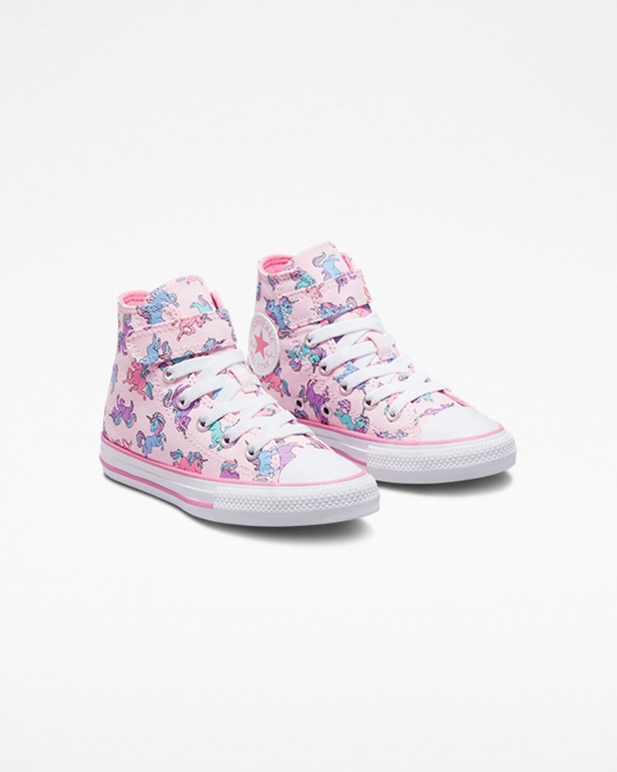 Pink / Blue Converse Chuck Taylor All Star Easy-On Unicorns Girls' High Top Shoes | CL4I759K3