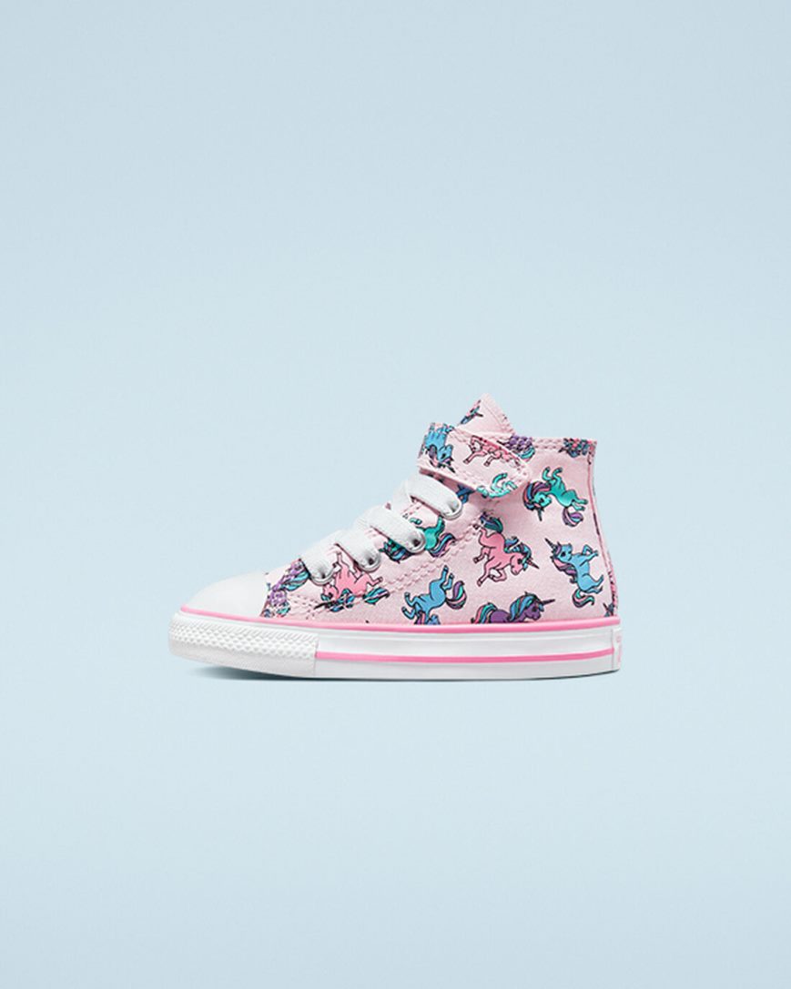 Pink / Blue Converse Chuck Taylor All Star Easy-On Unicorns Girls' High Top Shoes | MY5437LI1