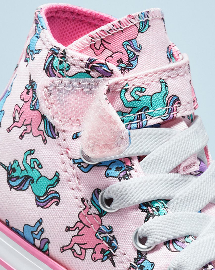 Pink / Blue Converse Chuck Taylor All Star Easy-On Unicorns Girls' High Top Shoes | MY5437LI1