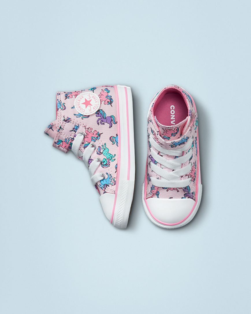 Pink / Blue Converse Chuck Taylor All Star Easy-On Unicorns Girls' High Top Shoes | MY5437LI1