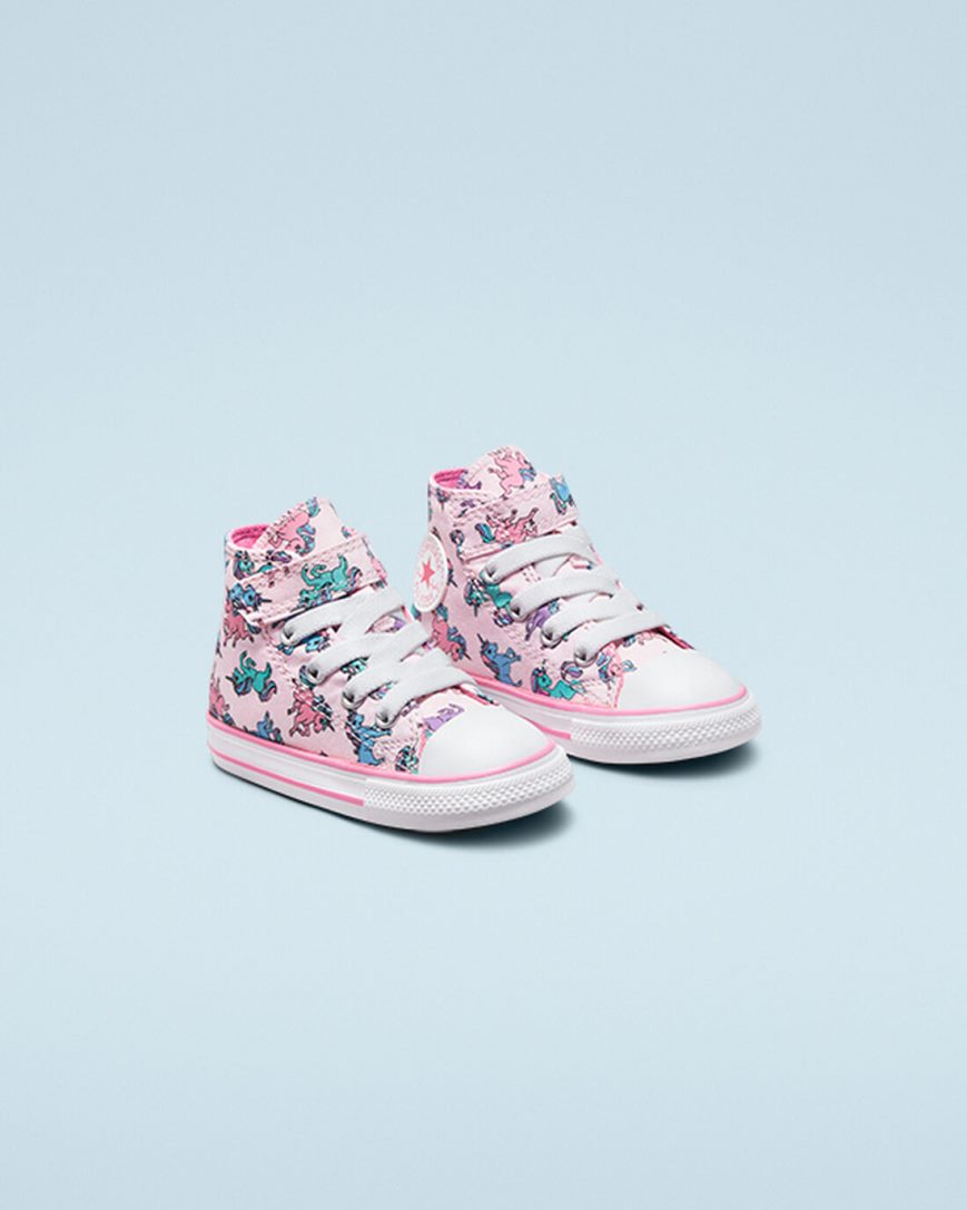 Pink / Blue Converse Chuck Taylor All Star Easy-On Unicorns Girls' High Top Shoes | MY5437LI1