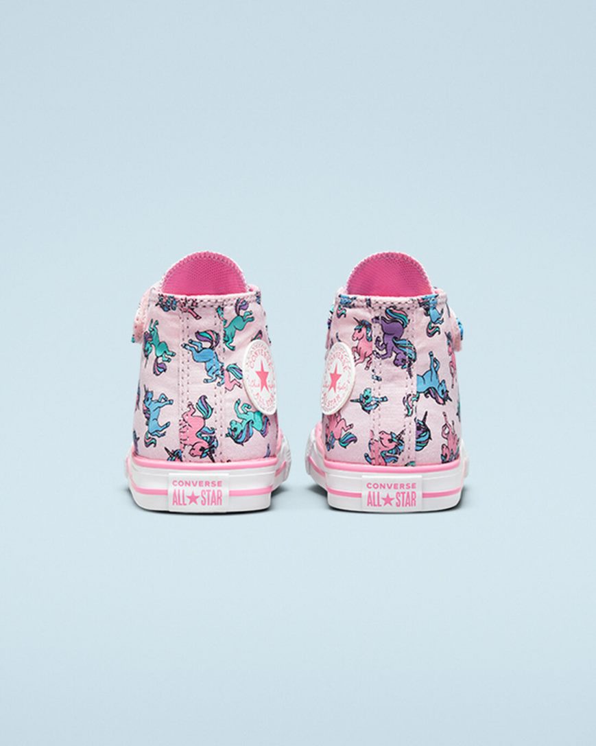 Pink / Blue Converse Chuck Taylor All Star Easy-On Unicorns Girls' High Top Shoes | MY5437LI1