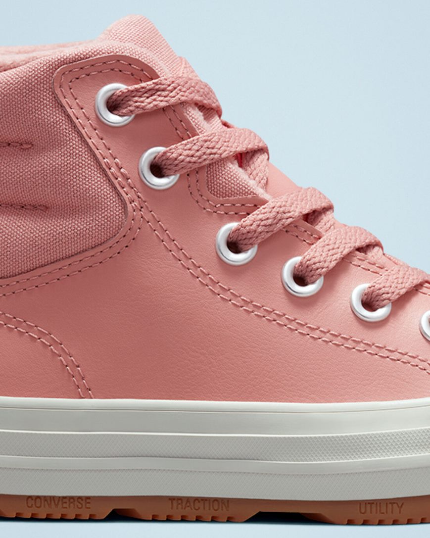 Pink Converse Leather Chuck Taylor All Star Berkshire Boot Color Boys' High Top Shoes | KWI189L57