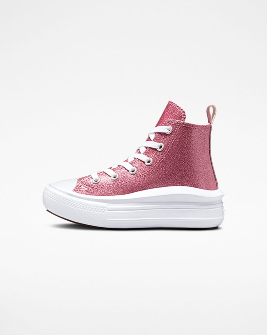 Pink / Purple / White Converse Chuck Taylor All Star Move Glitter High Top Girls' Platform Shoes | UV153K489