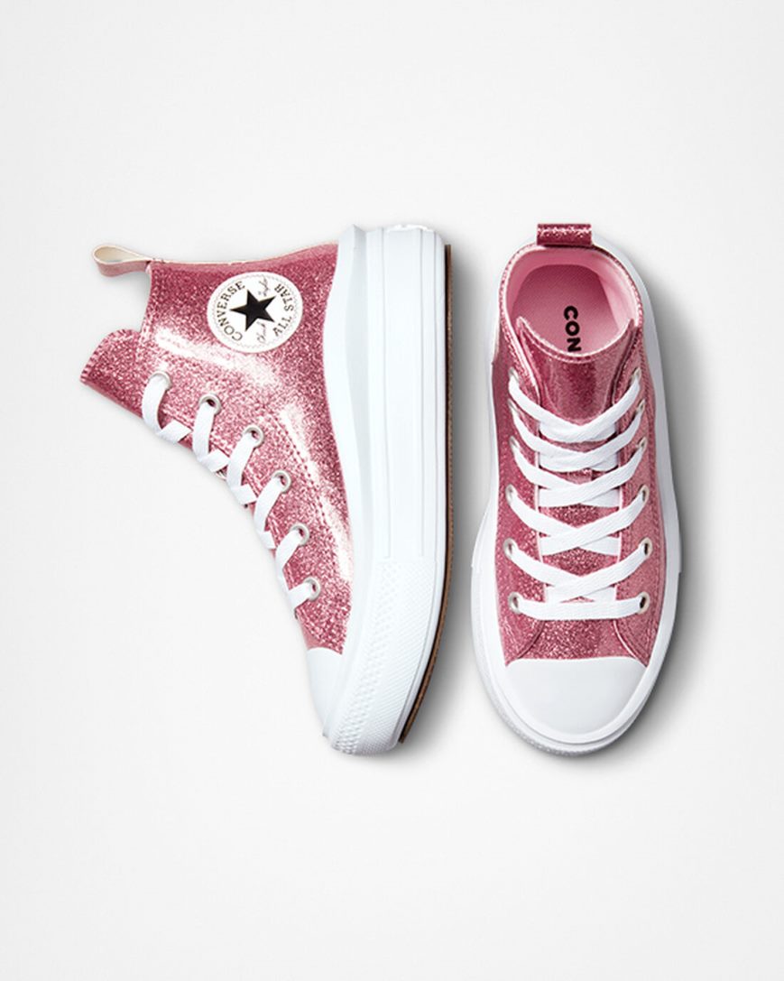 Pink / Purple / White Converse Chuck Taylor All Star Move Glitter High Top Girls' Platform Shoes | UV153K489