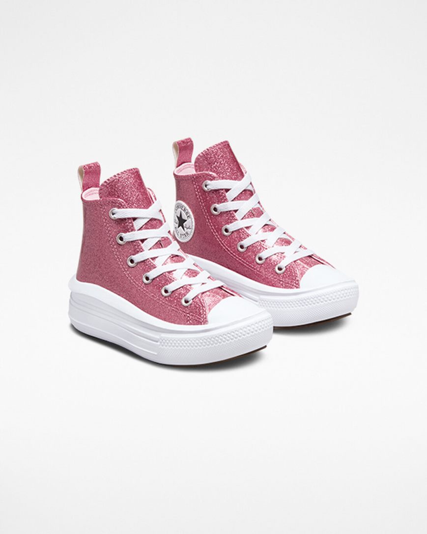 Pink / Purple / White Converse Chuck Taylor All Star Move Glitter High Top Girls' Platform Shoes | UV153K489