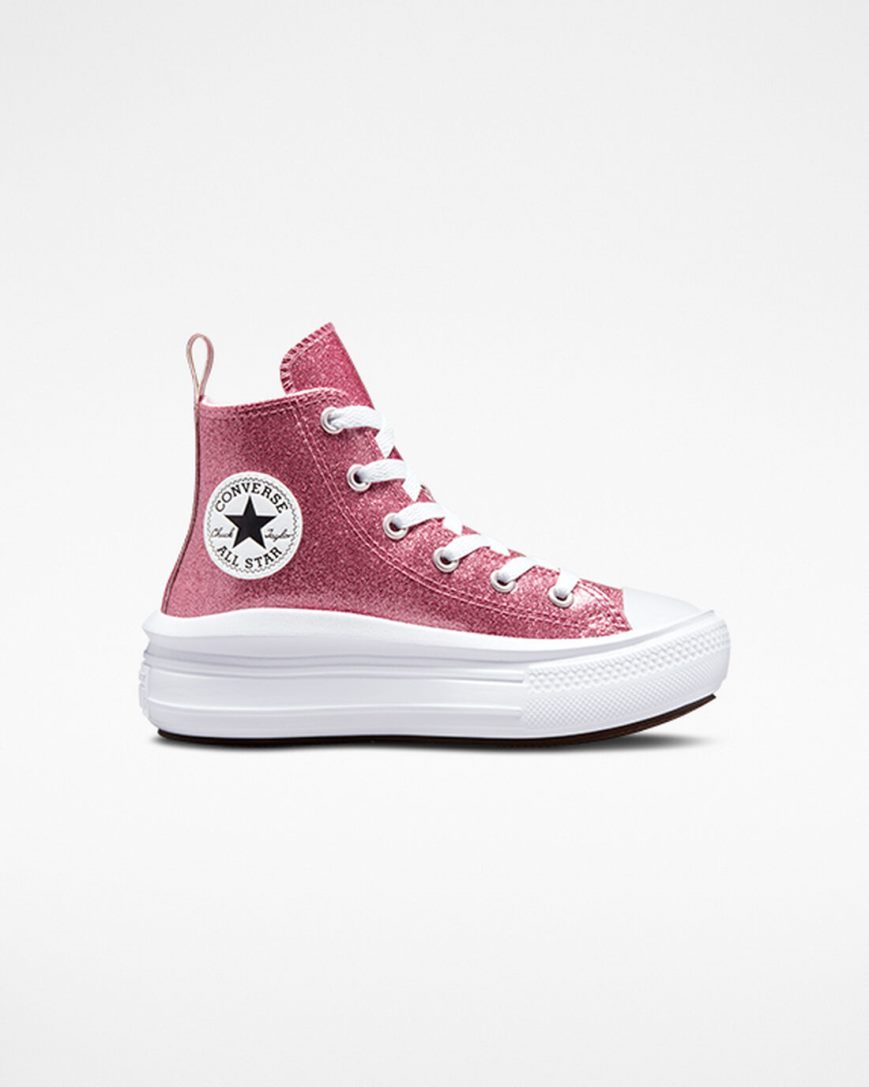 Pink / Purple / White Converse Chuck Taylor All Star Move Glitter High Top Girls\' Platform Shoes | UV153K489