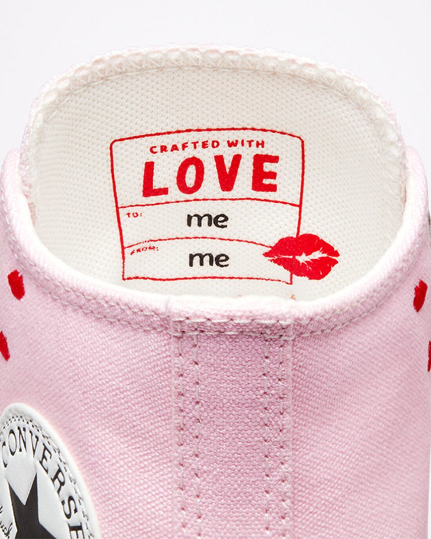 Pink / White Converse Chuck Taylor All Star Embroidered Lips Women's High Top Shoes | ZK3K4578I