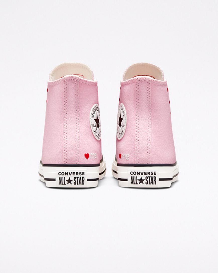 Pink / White Converse Chuck Taylor All Star Embroidered Lips Women's High Top Shoes | ZK3K4578I