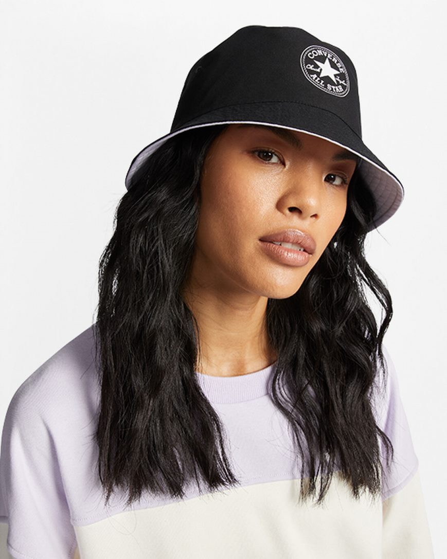 Purple / Black Converse All Star Patch Reversible Bucket Women's Hats | OL79153IL