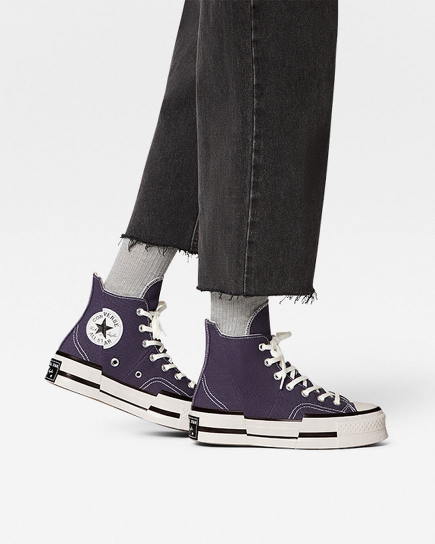 Purple / Black Converse Chuck 70 Plus Men's High Top Shoes | BM98531L7