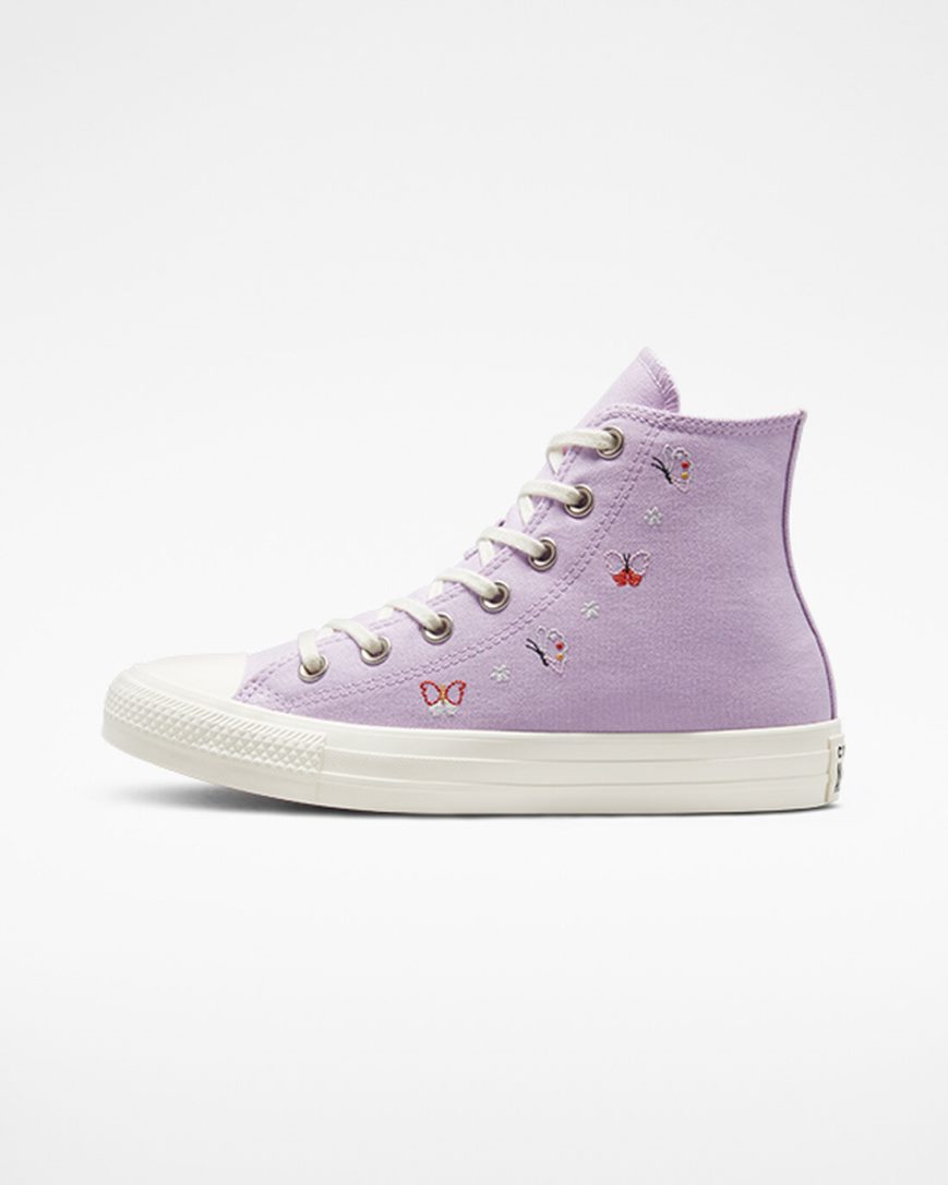 Purple / Black Converse Chuck Taylor All Star Butterfly Wings Women's High Top Shoes | ZG4KL5781