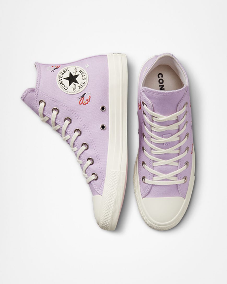 Purple / Black Converse Chuck Taylor All Star Butterfly Wings Women's High Top Shoes | ZG4KL5781