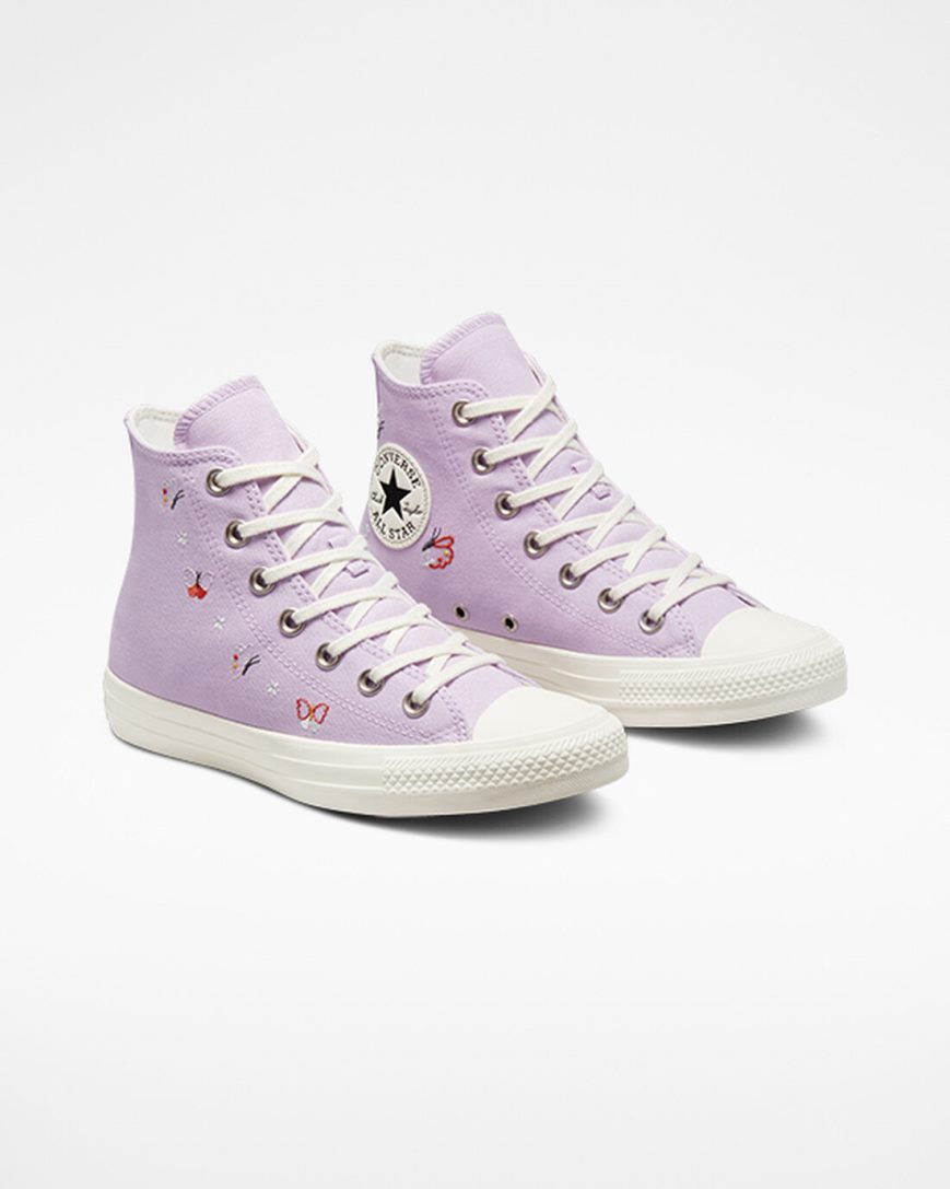 Purple / Black Converse Chuck Taylor All Star Butterfly Wings Women's High Top Shoes | ZG4KL5781