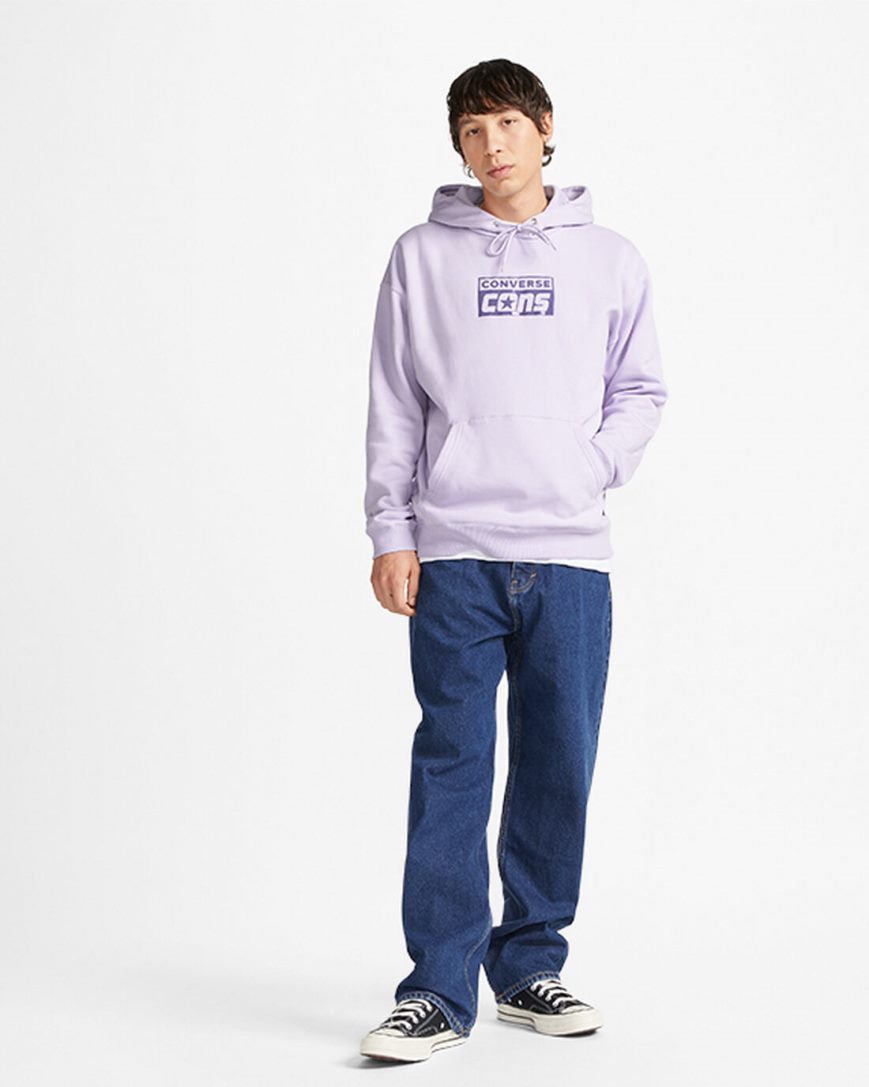 Purple Converse CONS Fleece Pullover Men's Hoodie | AC9IL7834