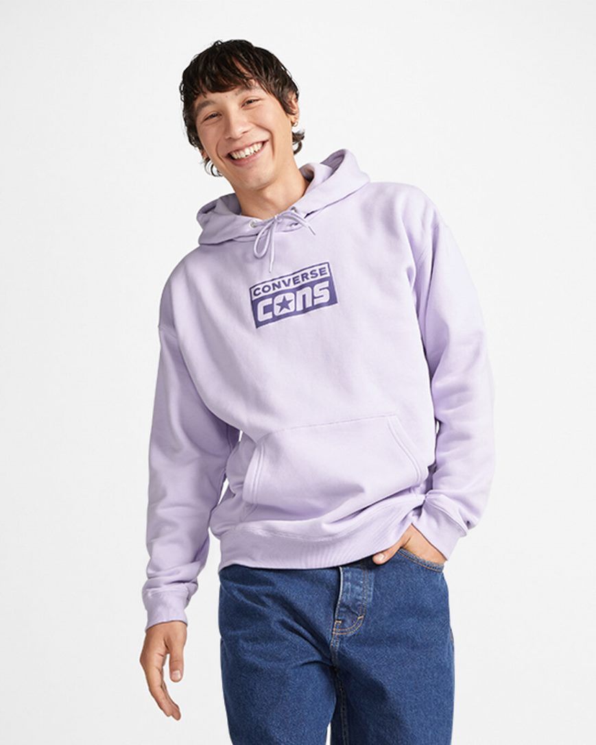 Purple Converse CONS Fleece Pullover Men\'s Hoodie | AC9IL7834