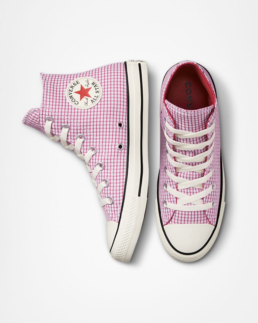 Purple Converse Chuck Taylor All Star Checkered Women's High Top Shoes | YCK5983I1