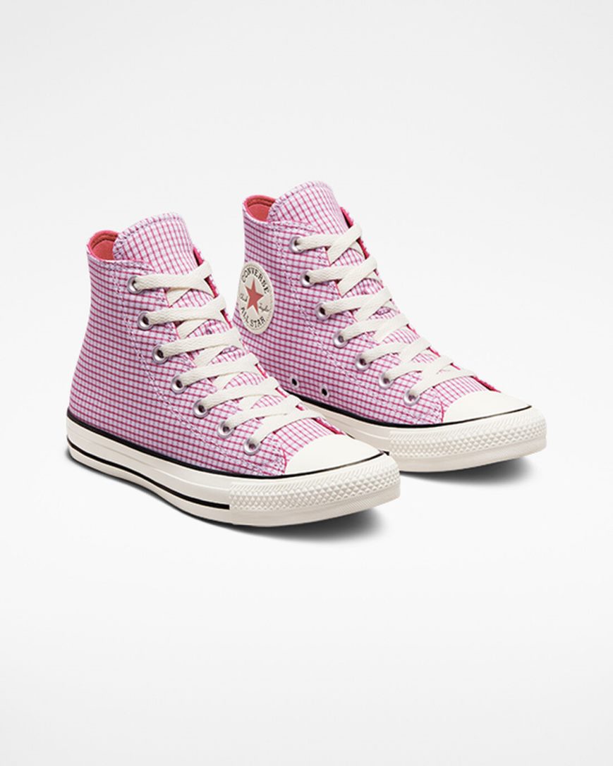 Purple Converse Chuck Taylor All Star Checkered Women's High Top Shoes | YCK5983I1