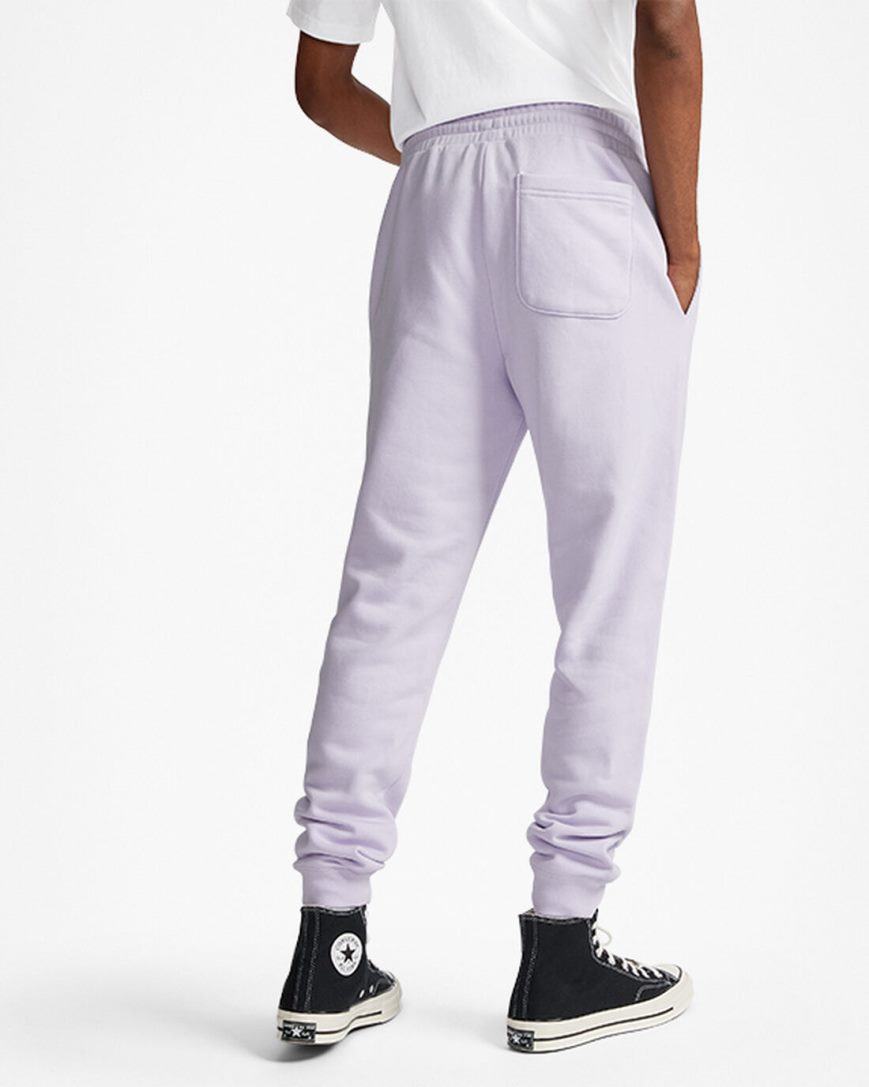 Purple Converse Go-To Embroidered Star Chevron Standard Fit Fleece Men's Sweatpants | QV8K43LI9