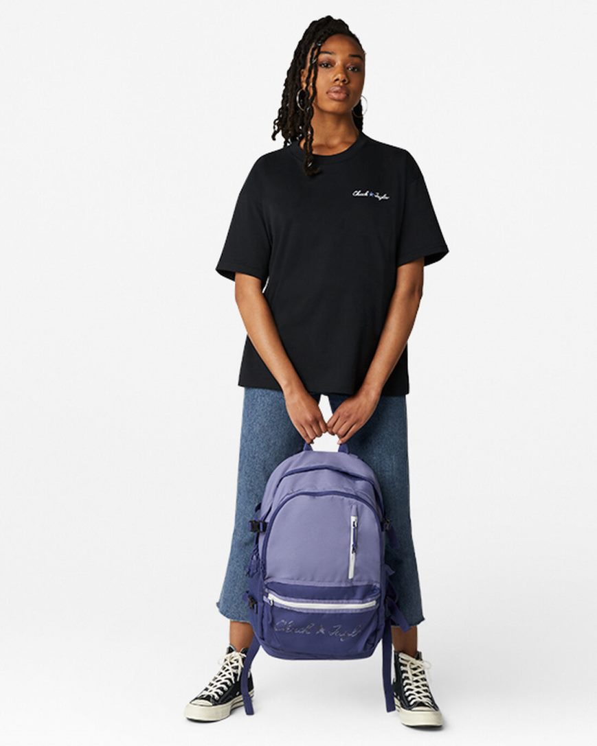 Purple Converse Straight Edge Women's Backpacks | KL79LI584