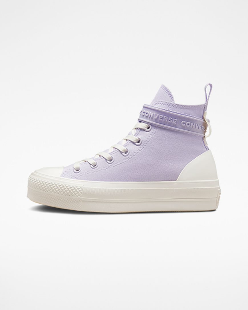 Purple / Purple Converse Chuck Taylor All Star Lift Utility Strap High Top Women's Platform Shoes | HFK7L15I4