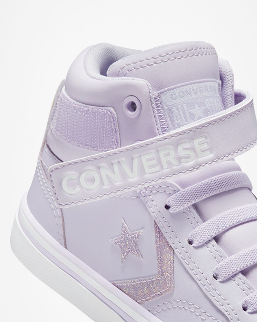 Purple / Purple Converse Pro Blaze Strap Easy-On Glitter Girls' High Top Shoes | VMI95K713