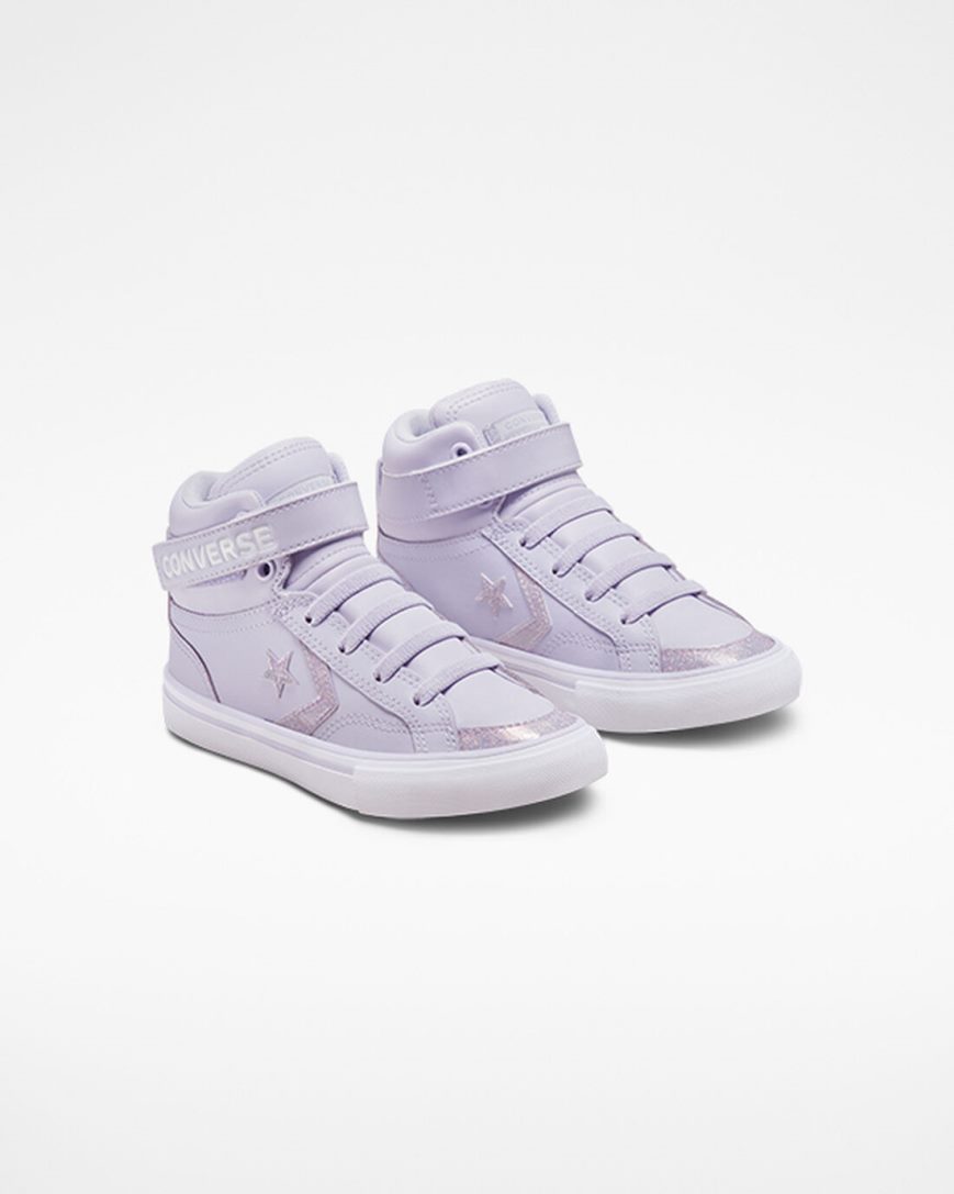 Purple / Purple Converse Pro Blaze Strap Easy-On Glitter Girls' High Top Shoes | VMI95K713