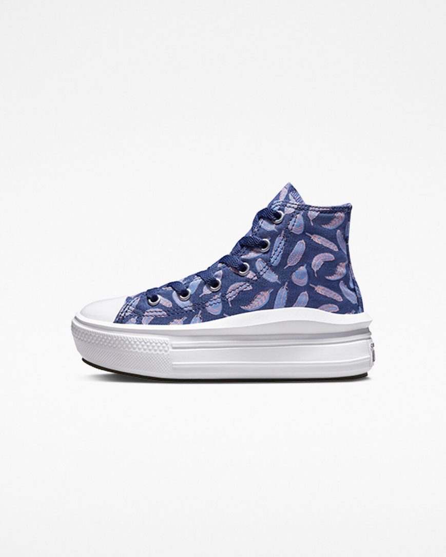 Purple / Royal Converse Chuck Taylor All Star Move Feathers High Top Girls' Platform Shoes | GLI9K15L7