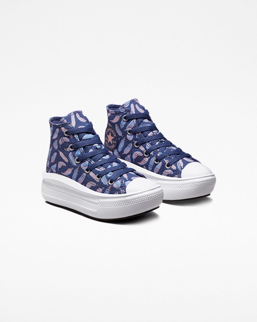 Purple / Royal Converse Chuck Taylor All Star Move Feathers High Top Girls' Platform Shoes | GLI9K15L7