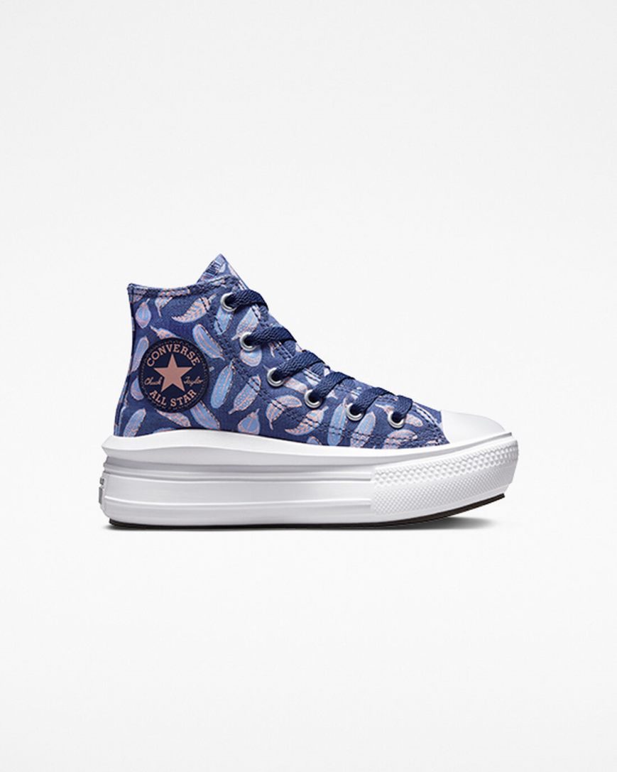 Purple / Royal Converse Chuck Taylor All Star Move Feathers High Top Girls\' Platform Shoes | GLI9K15L7