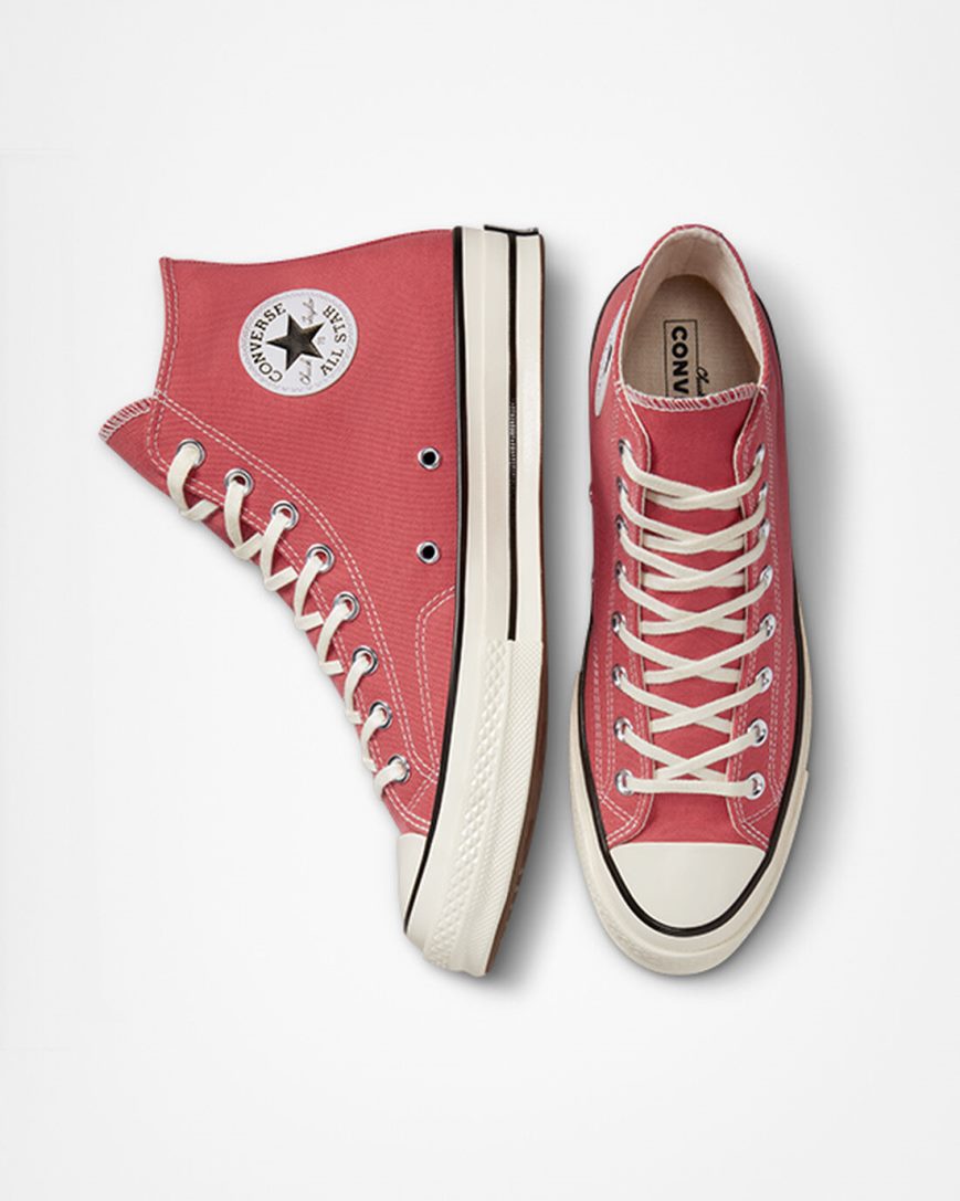 Red / Beige / Black Converse Chuck 70 Vintage Canvas Women's High Top Shoes | BU547L18K