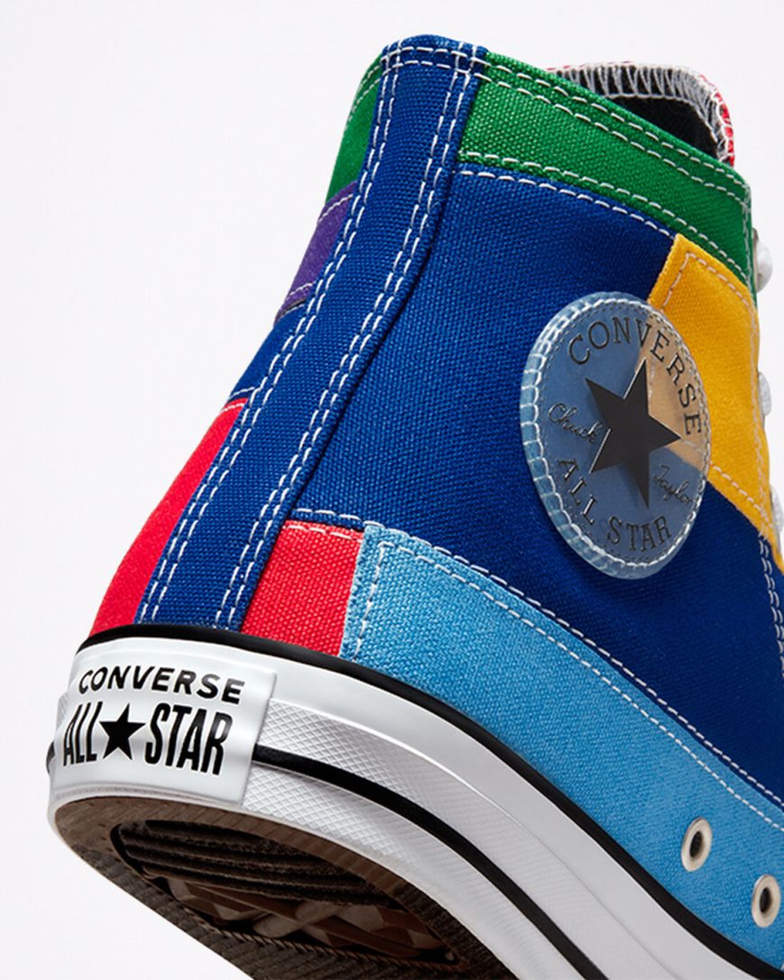 Red / Blue Converse Chuck Taylor All Star Patchwork Women's High Top Shoes | SNK15798L