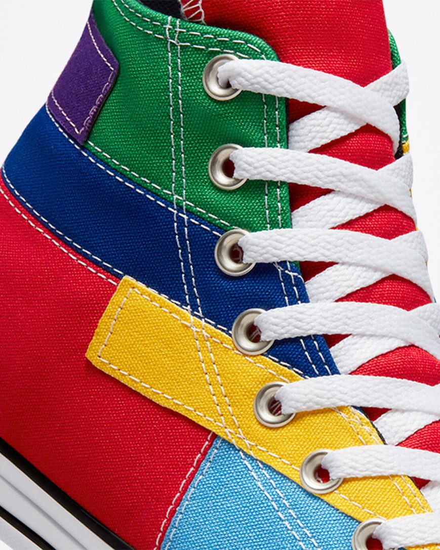 Red / Blue Converse Chuck Taylor All Star Patchwork Women's High Top Shoes | SNK15798L