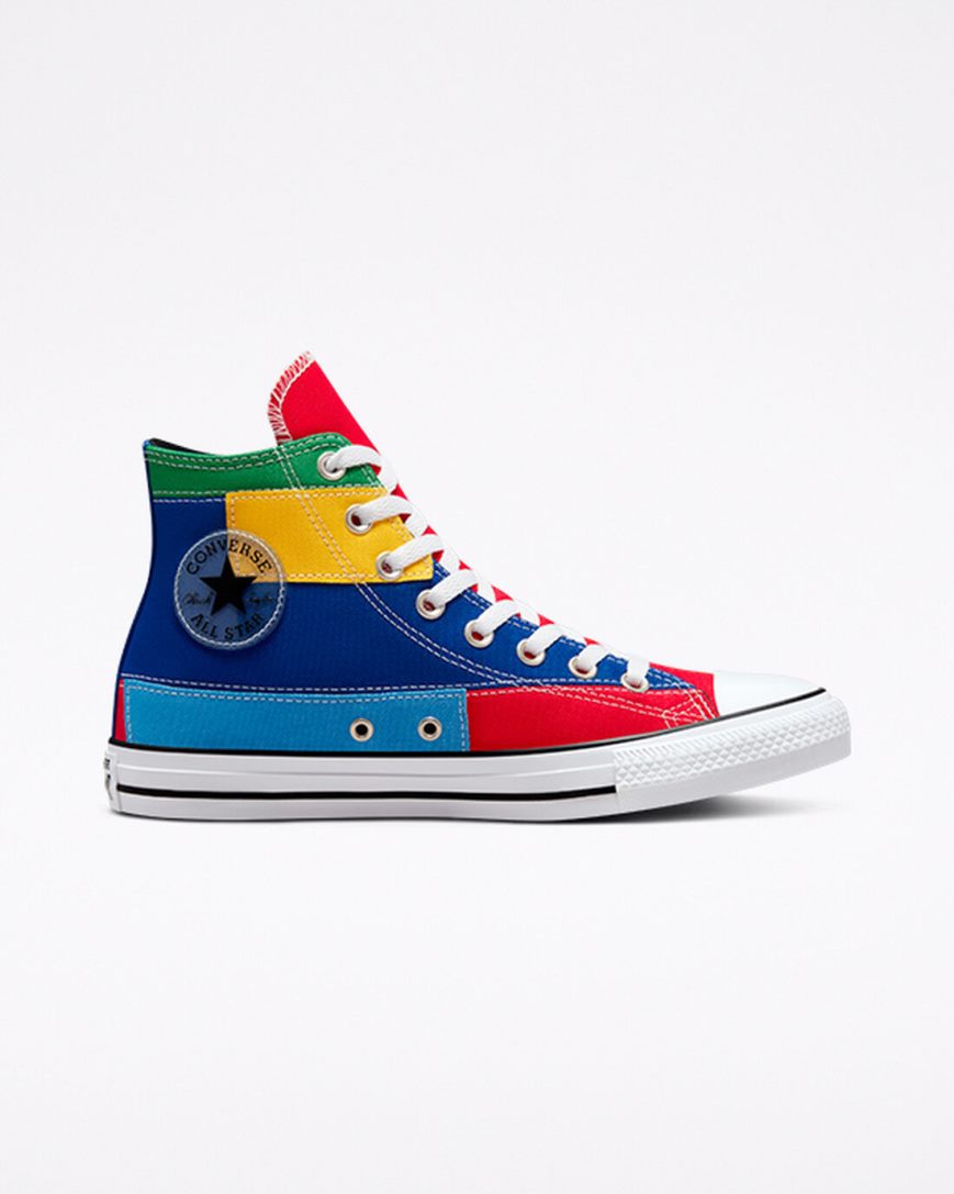 Red / Blue Converse Chuck Taylor All Star Patchwork Women\'s High Top Shoes | SNK15798L