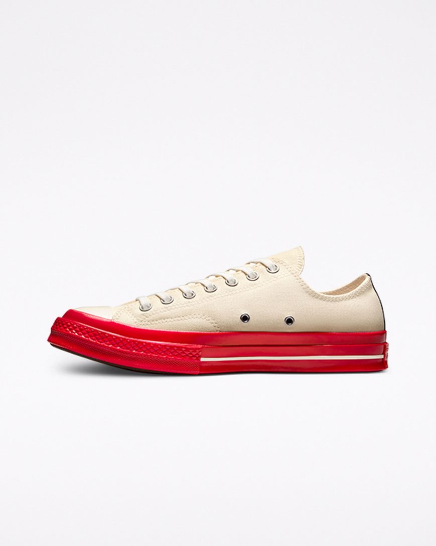 Red Converse x Comme des Garçons PLAY Chuck 70 Women's Low Top Shoes | OI5K194I8