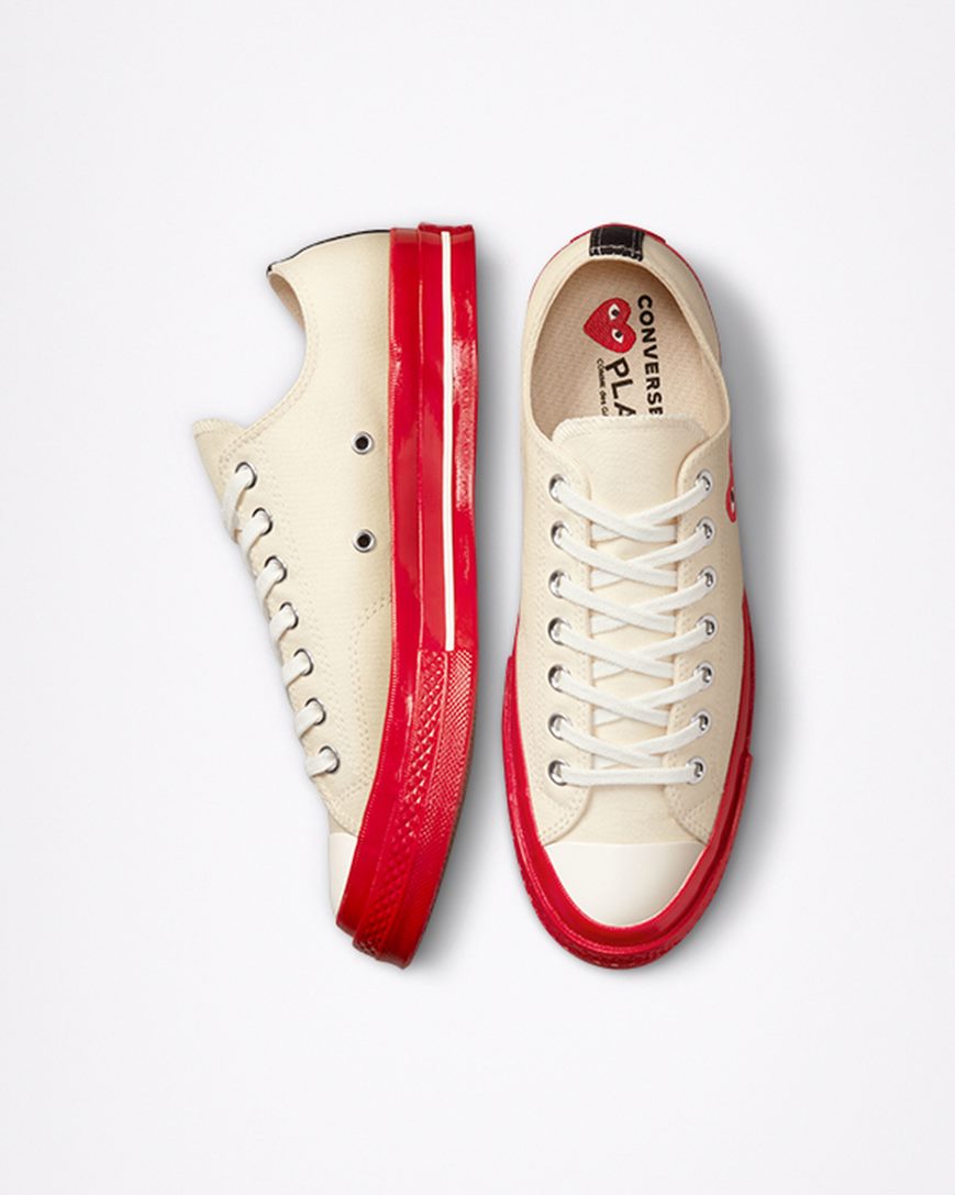 Red Converse x Comme des Garçons PLAY Chuck 70 Women's Low Top Shoes | OI5K194I8