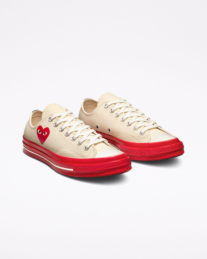 Red Converse x Comme des Garçons PLAY Chuck 70 Women's Low Top Shoes | OI5K194I8