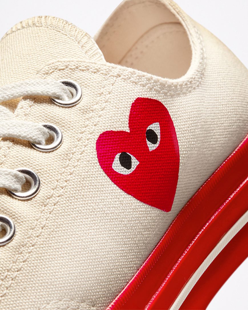 Red Converse x Comme des Garçons PLAY Chuck 70 Women's Low Top Shoes | OI5K194I8