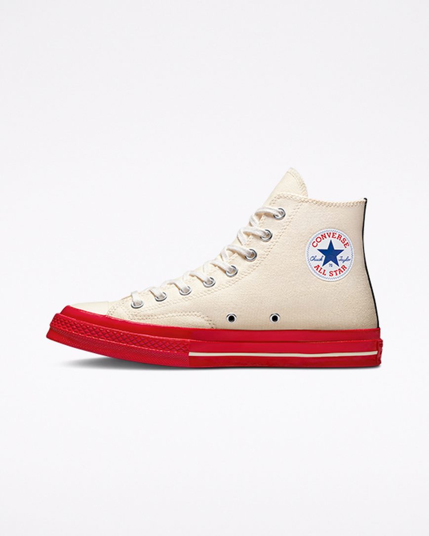 Red Converse x Comme des Garçons PLAY Chuck 70 Women's High Top Shoes | YT1435KI7