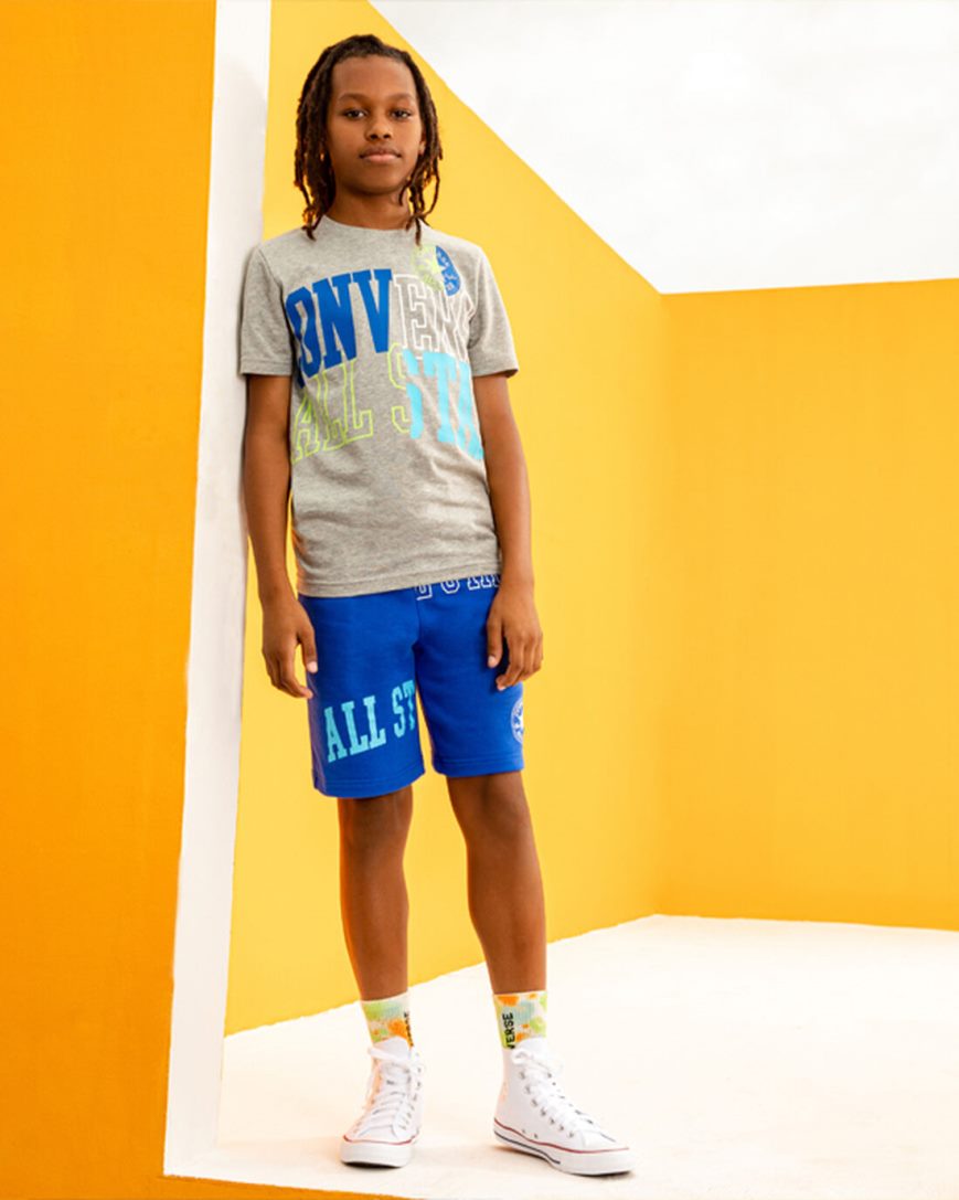 Royal Converse All Star Logo Graphic French Terry Boys' Shorts | ZJ513987I