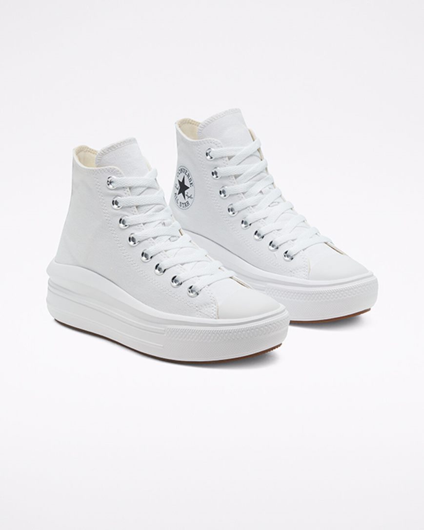 White / Beige White / Black Converse Chuck Taylor All Star Move High Top Women's Platform Shoes | GF4185KIL