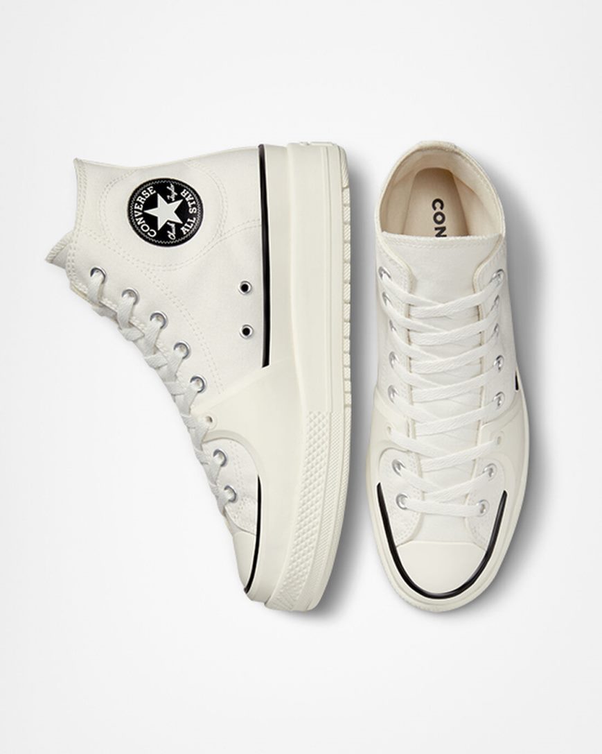 White / Black Converse Chuck Taylor All Star Construct Women's High Top Shoes | DG9478K5L