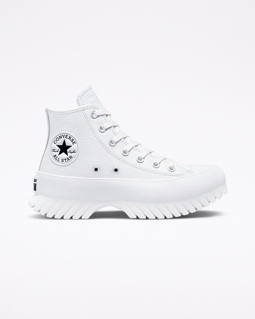 White / Black Converse Chuck Taylor All Star Lugged 2.0 Leather Women\'s High Top Shoes | FC7583491