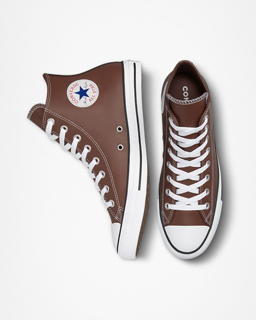 White / Black Converse Chuck Taylor All Star Faux Leather Men's High Top Shoes | OA971I5K3