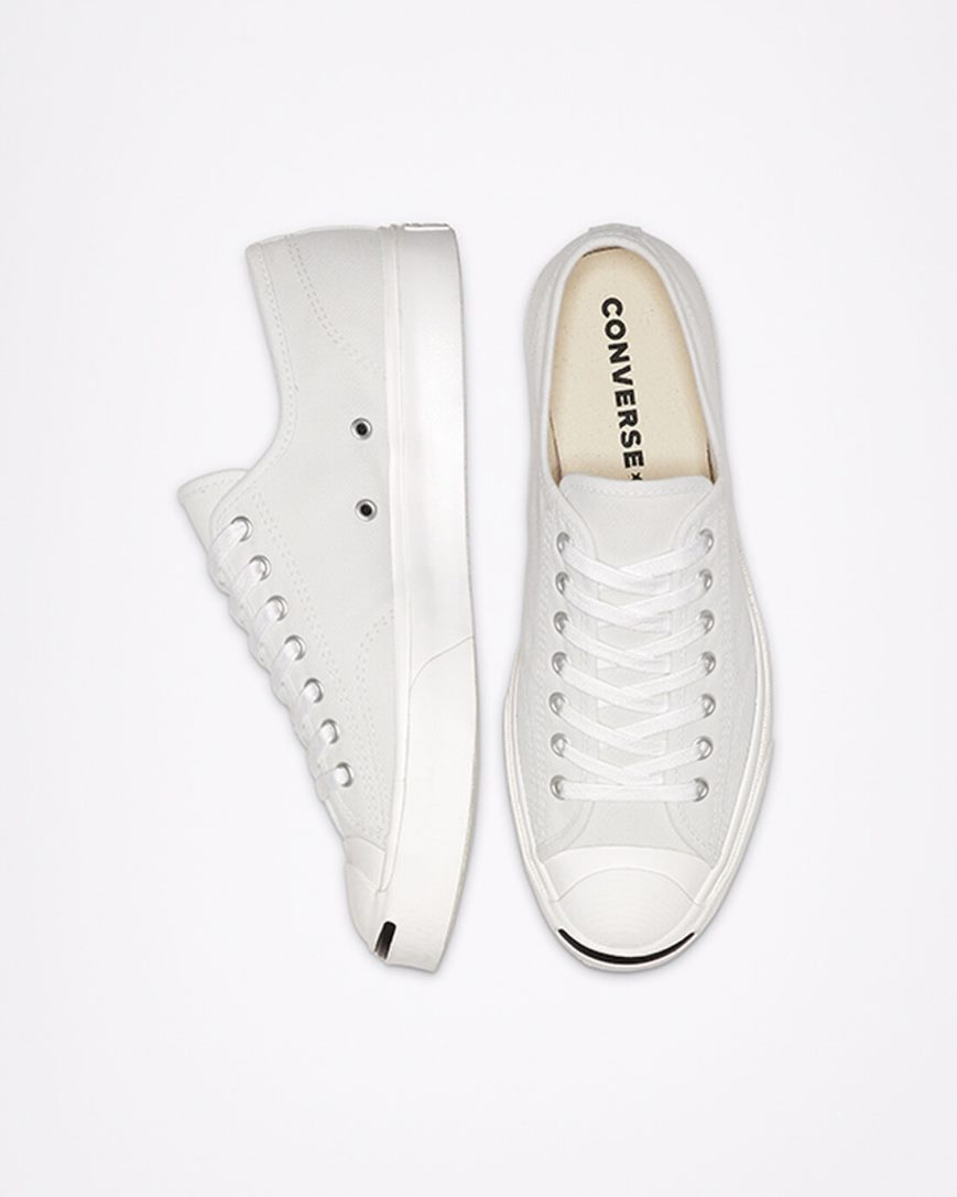 White / Black Converse Jack Purcell Canvas Women's Low Top Shoes | ZC9L57K34