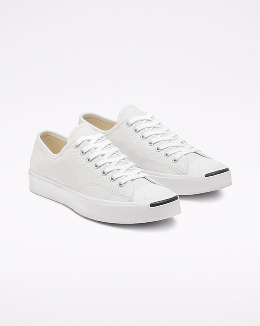 White / Black Converse Jack Purcell Canvas Women's Low Top Shoes | ZC9L57K34