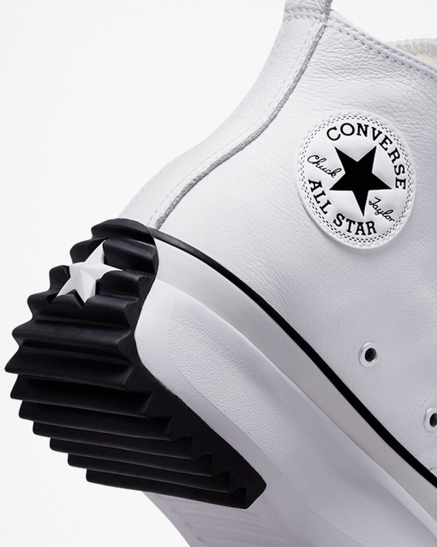 White / Black Converse Run Star Hike Foundational Leather High Top Women's Platform Shoes | XG19K384L