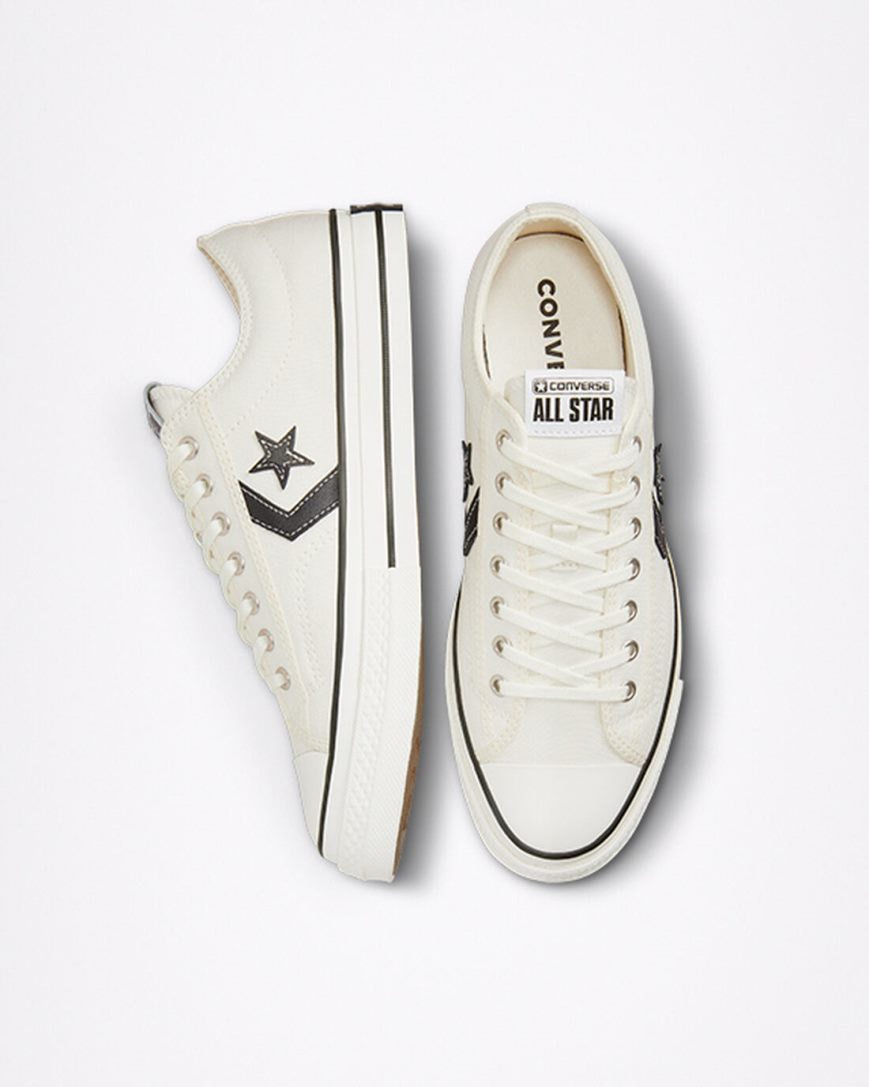 White / Black Converse Star Player 76 Men's Low Top Shoes | NF7LI49K8