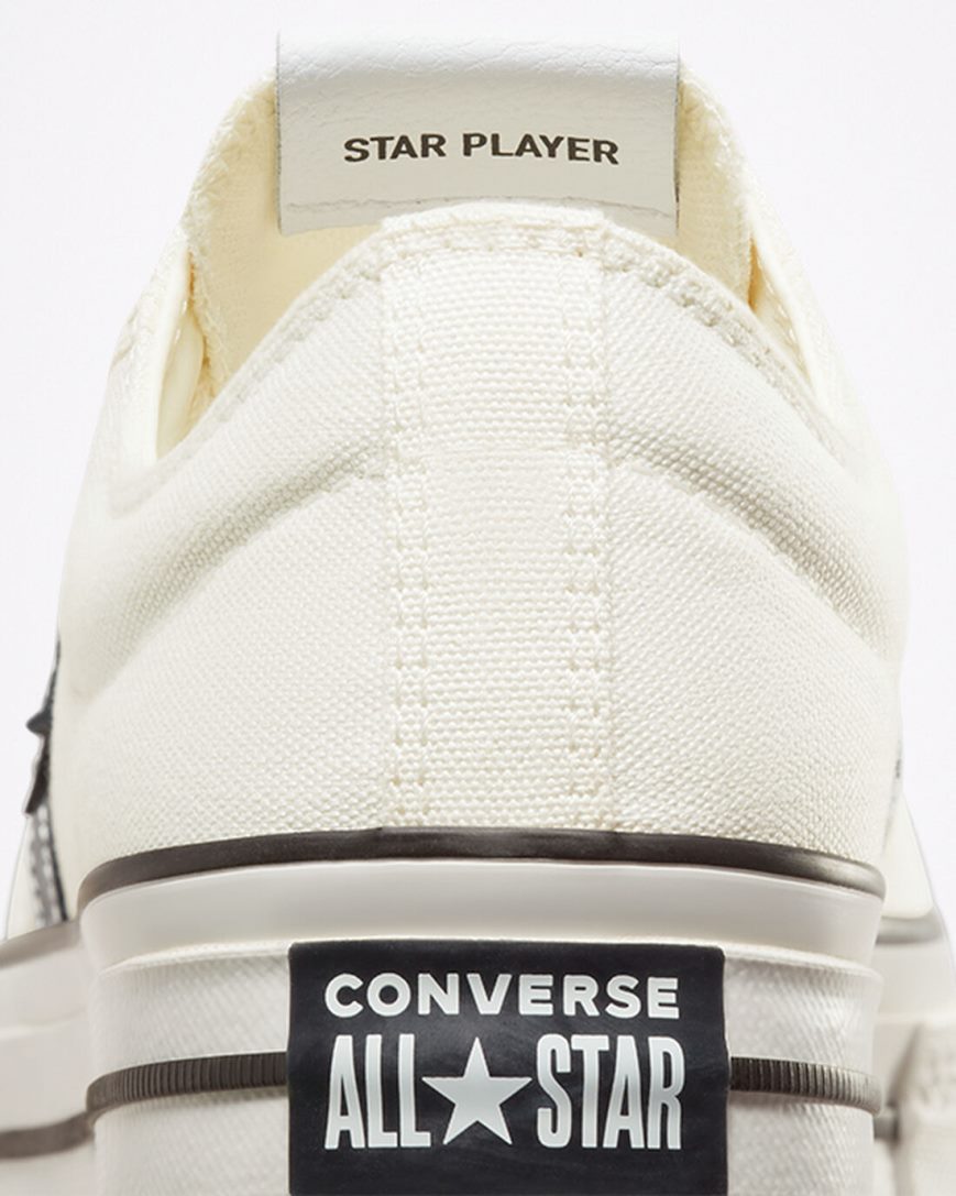 White / Black Converse Star Player 76 Men's Low Top Shoes | NF7LI49K8